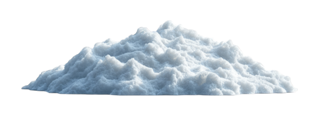 A mound of white, fluffy material resembling snow or salt.