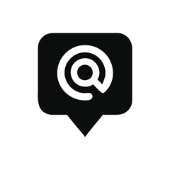 Location Pinpoint Icon:  A simple, bold, and modern black location icon with a stylized "Q" inside a speech bubble. Perfect for maps, apps, and location-based services. 