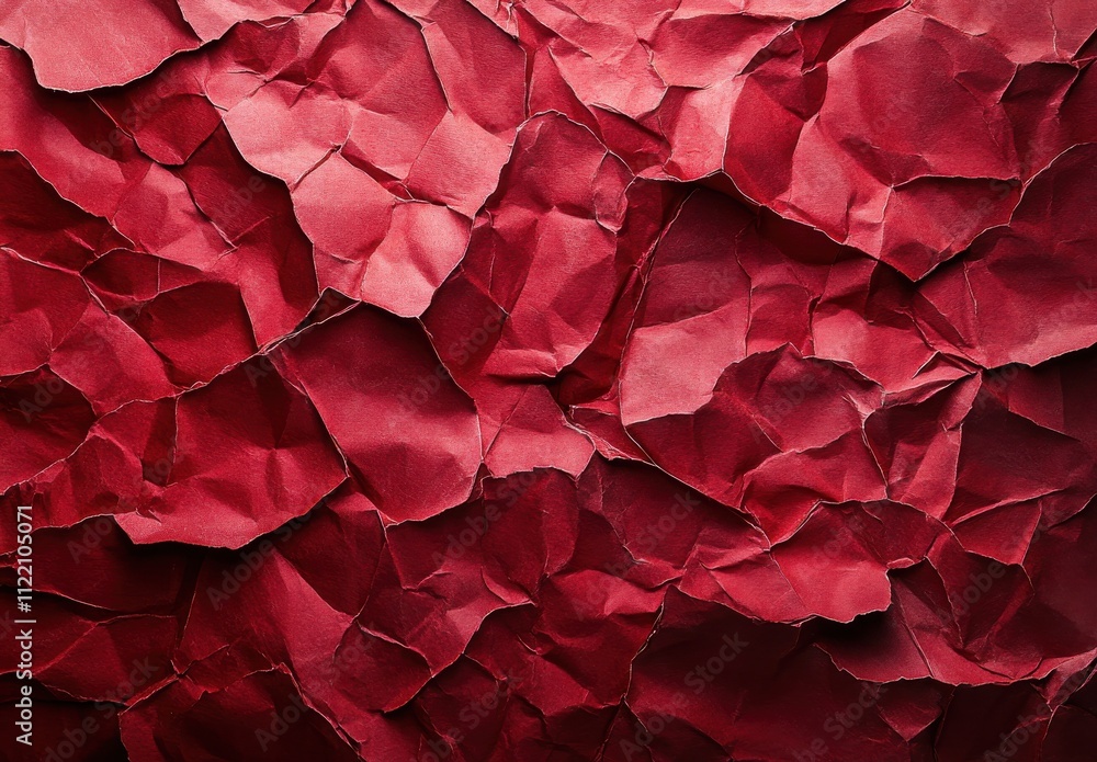 Poster crumpled red paper texture background for artistic and creative projects, ideal for use in graphic d
