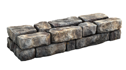 A long row of gray and brown bricks