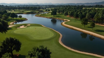 The scenery of a golf course. Artificial Intelligence