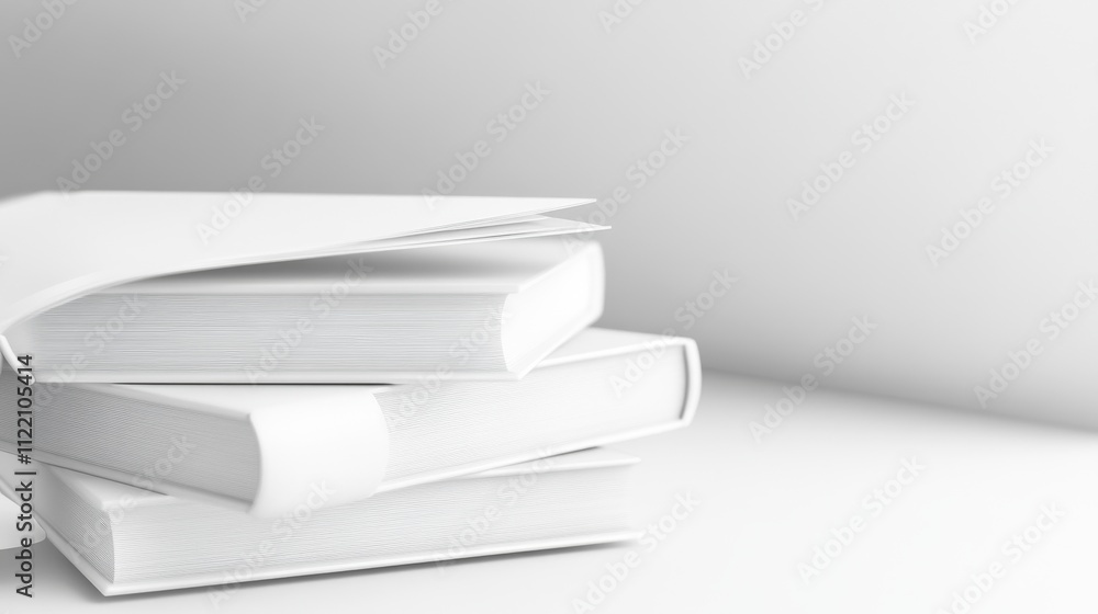 Aufkleber a stack of blank books on a minimalistic surface.