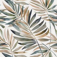 Abstract geometric watercolor palm leaf poster. Modern minimal illustration with palm leaf and hand drawn texture for minimalist print, cover, boho wall decor, mid century design, trendy art