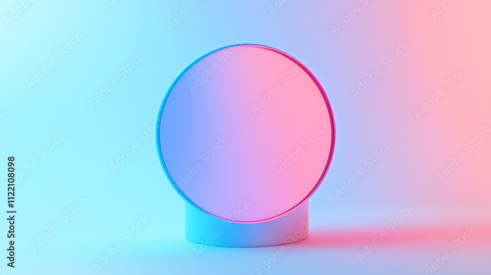 Poster abstract round display with colorful lighting effects.