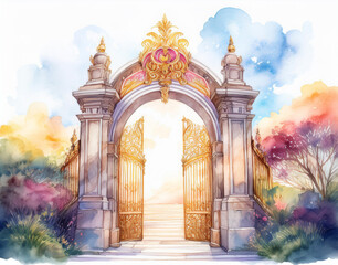 Gate to paradise, watercolor 