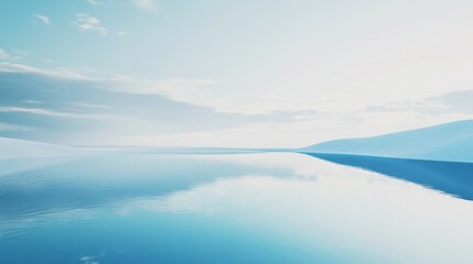 Fototapeta premium Calm blue waters reflecting a serene sky.
