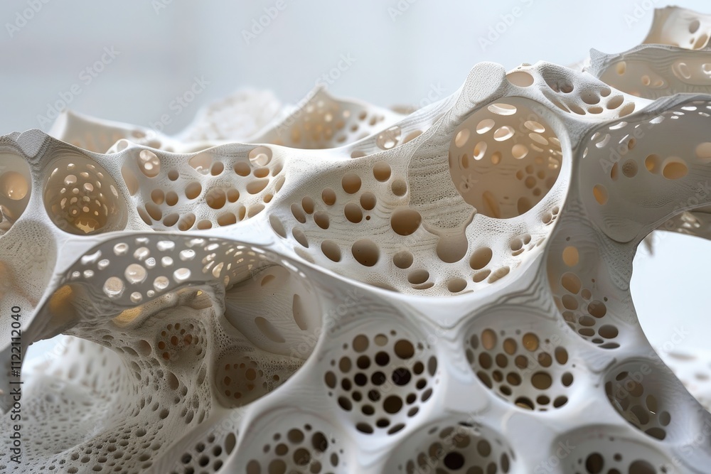 Poster intricate 3d printed structure showcasing organic design elements and a delicate lattice pattern cre