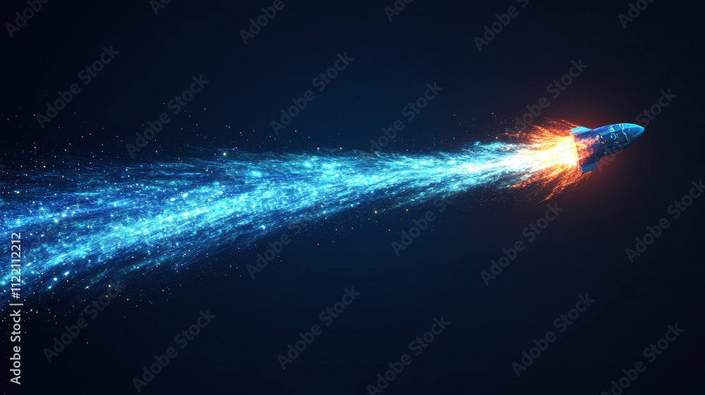 Poster jetpack smoke cloud trail with blue fire vector effect. rocket speed contrail in sky air 3d realisti