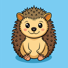 Fototapeta premium Cute Hedgehog Sitting Animal Music Icon Concept Isolated Cartoon Vector Illustration