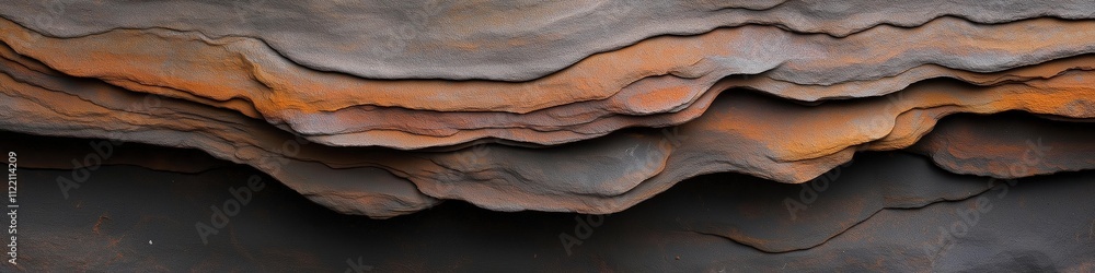 Aufkleber the image is of a rock formation with a lot of texture and layers. the layers are brown and black, a