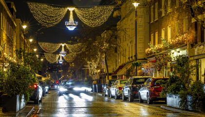 Elizabeth street in London's Belgravia decorated for Christmas