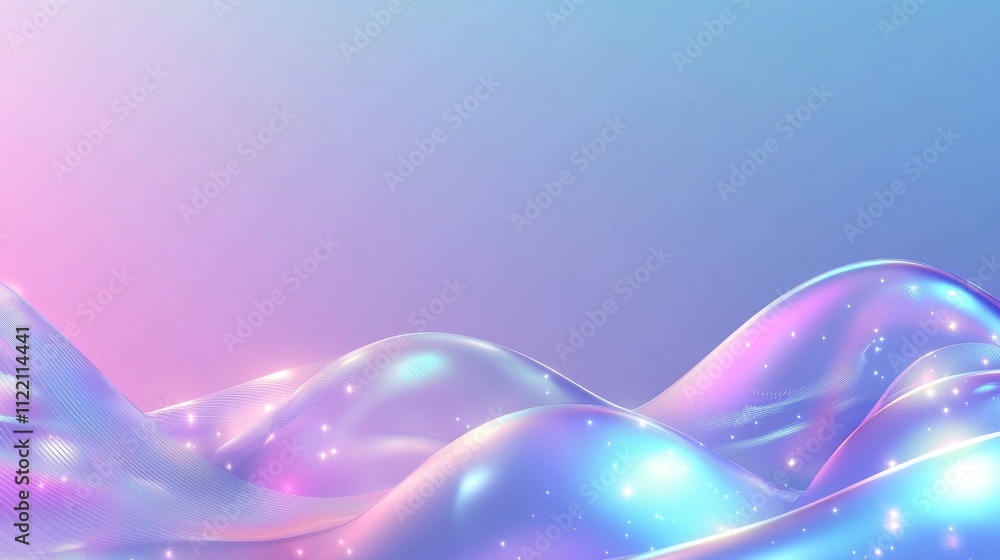 Poster colorful abstract wave design with sparkles.
