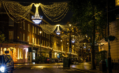 Elizabeth street in London's Belgravia decorated for Christmas