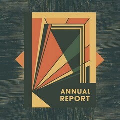 Retro covers for annual report, brochure. Vintage shape compositions in bauhause style. Vector illustration
