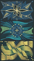 Set of three wall decoration with geometric shapes and dots . Vector illustration