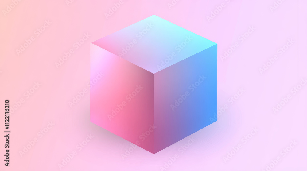 Aufkleber 3d holographic cube shape abstract vector graphic isolated on transparent background. gradient geome