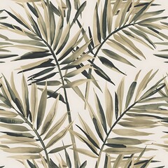 Abstract geometric watercolor palm leaf poster. Modern minimal illustration with palm leaf and hand drawn texture for minimalist print, cover, boho wall decor, mid century design, trendy art