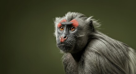 Obraz premium Captivating portrait of red eyebrowed monkey in natural habitat