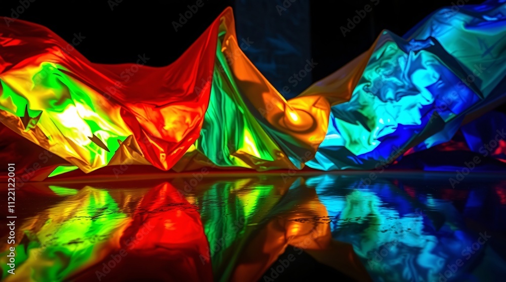 Poster abstract colorful reflections: a mesmerizing abstract composition of vibrant, iridescent colors refl