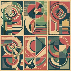 Set of geometric covers. Collection of cool vintage covers. Abstract shapes compositions. Vector.