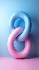 Pastel Pink and Blue 3D Forms with Soft Lighting for Beauty, Abstract Shapes, Modern Design
