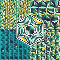 Set of three wall decoration with geometric shapes and dots . Vector illustration