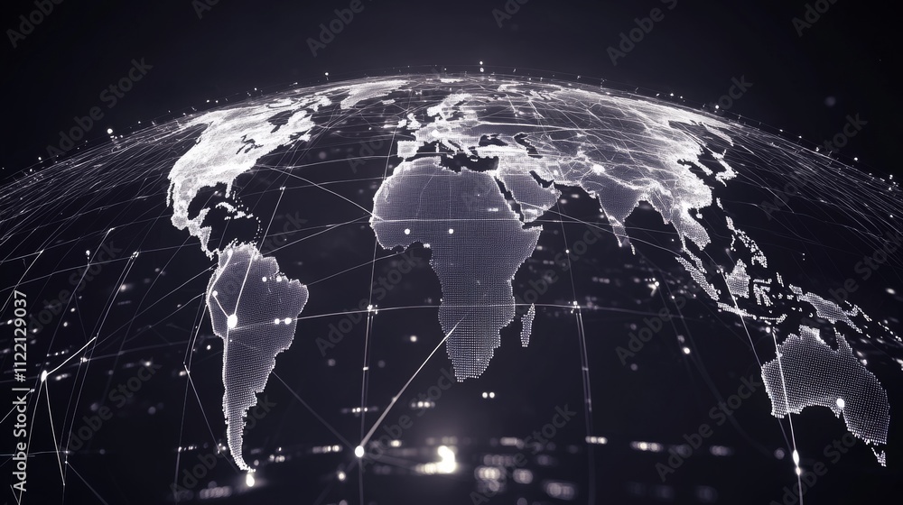Poster global network connectivity visualized through data.