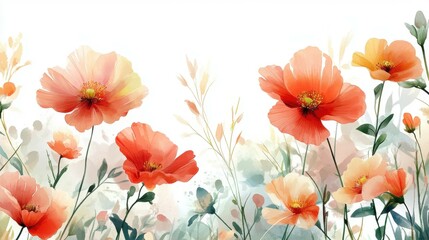 Fototapeta premium summer beautiful flowers on white background