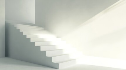 Minimalist staircase with soft light effects.