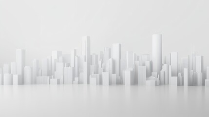 Fototapeta premium Minimalist urban landscape with white skyscrapers.