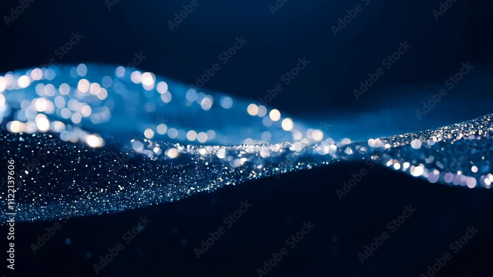 Poster sparkling waves of blue light dance gracefully in the dark, creating a mesmerizing display of color 
