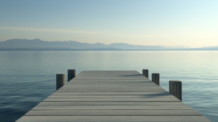 Fototapeta premium Serene dock extending into calm waters.