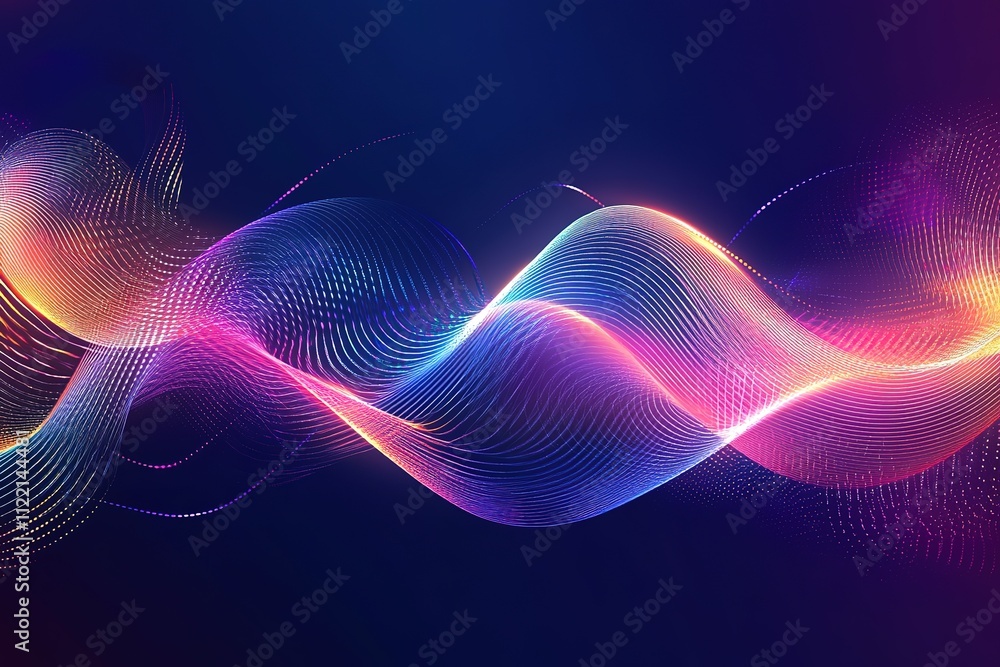 Aufkleber abstract vibrant colors and flowing lines create a dynamic, energetic wave pattern against a dark ba