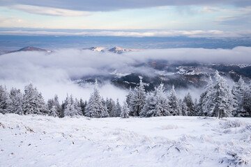 beautiful snow covered mountain landscape in winter