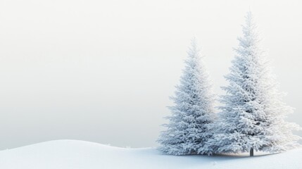 Fototapeta premium Snow-covered evergreen trees in a winter landscape.