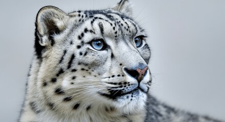 Naklejka premium Majestic snow leopard close-up in its natural habitat