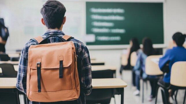 Student in classroom waiting for the lesson