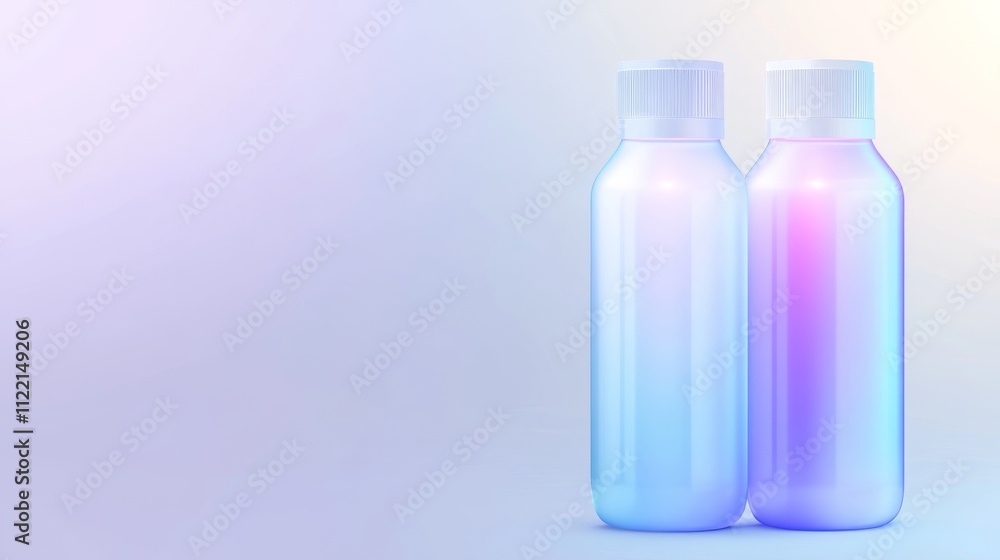 Poster two bottles with colorful translucent design.