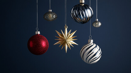 Festive Christmas Ornaments Hanging Decoration  Red  Gold  Silver  White  Bauble  Star