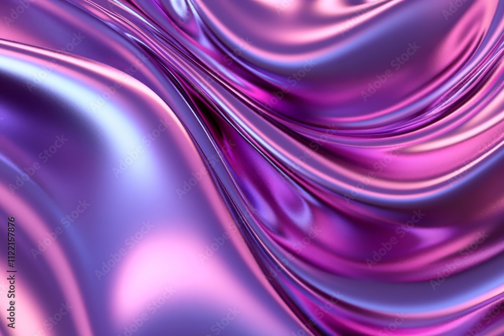 Poster A vibrant abstract background featuring flowing waves of metallic pink and purple hues, creating a dynamic visual effect.