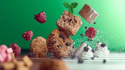 Colorful Playful Dessert with Candies and Cookies