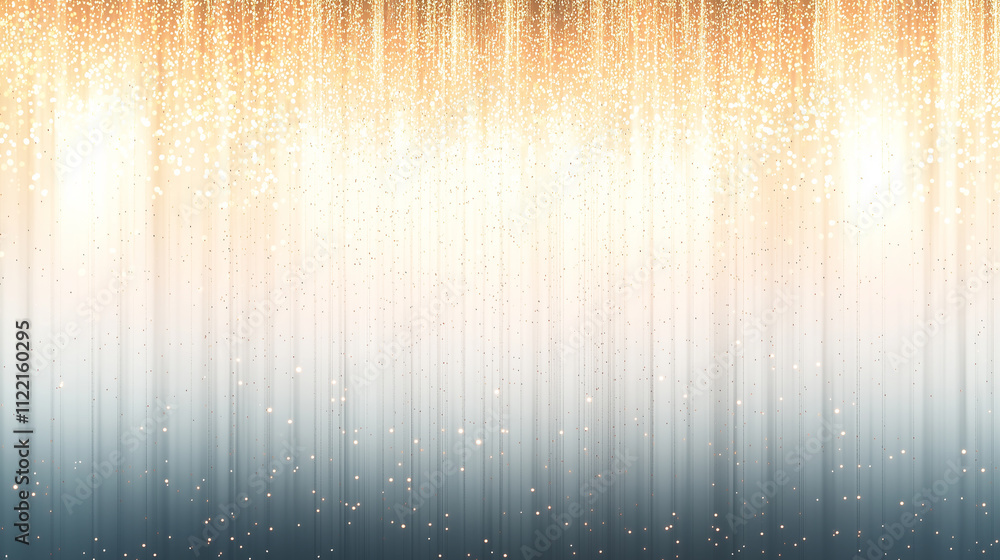 Poster a shimmering gradient background with golden tones fading into a serene blue, speckled with delicate