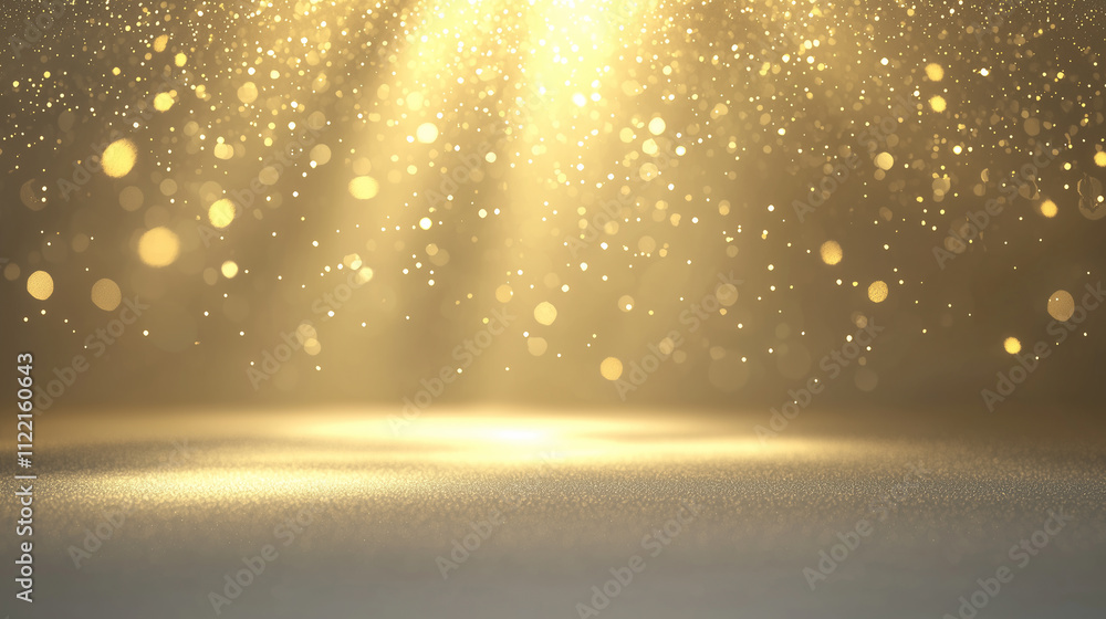 Poster a glowing golden beam of light illuminates a sparkling surface, creating a dreamy and ethereal atmos