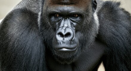 Obraz premium Majestic gorilla portrait highlighting strength and presence in natural habitat