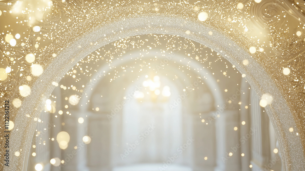 Aufkleber a shimmering, ethereal hallway with soft, glowing lights and sparkling particles creating a magical 