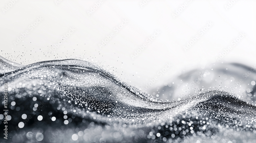 Aufkleber a shimmering wave of dark liquid with sparkling droplets, creating an ethereal and fluid appearance 