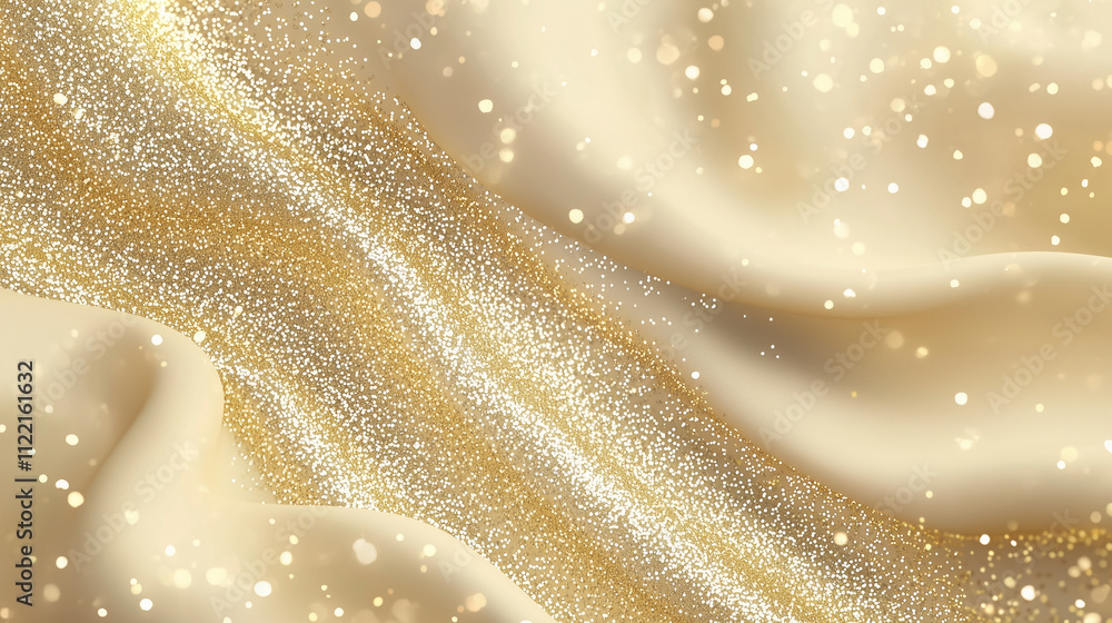 Aufkleber a shimmering golden fabric with sparkling particles, creating a luxurious and elegant atmosphere.