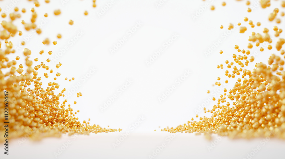 Aufkleber dynamic gold particles cascade abstract studio setting visual art display minimalist environment hig