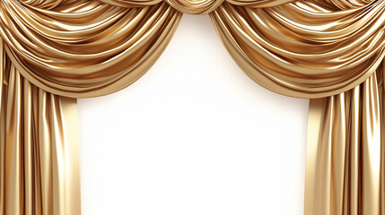 Grand opening ceremony with golden drapery theater stage digital art elegant setting front view celebration theme