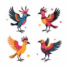 Obraz premium Retro bird with tie-dye feather vector @ illustration design 